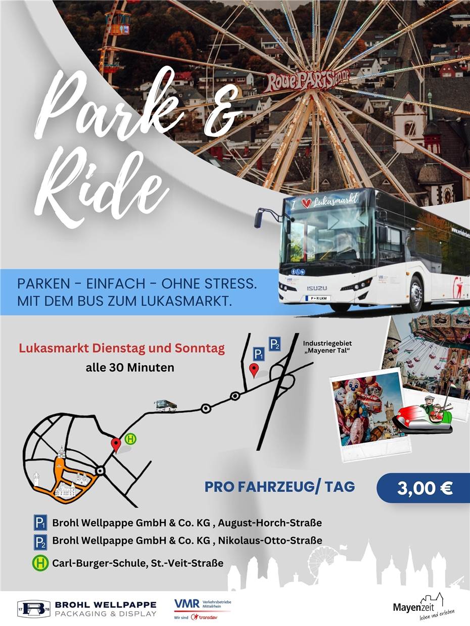 Mit dem Park & Ride Shuttle zum Lukasmarkt