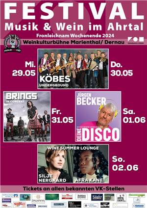 Festival Musik und Wein im
Ahrtal 2024 – Ticketupdate
