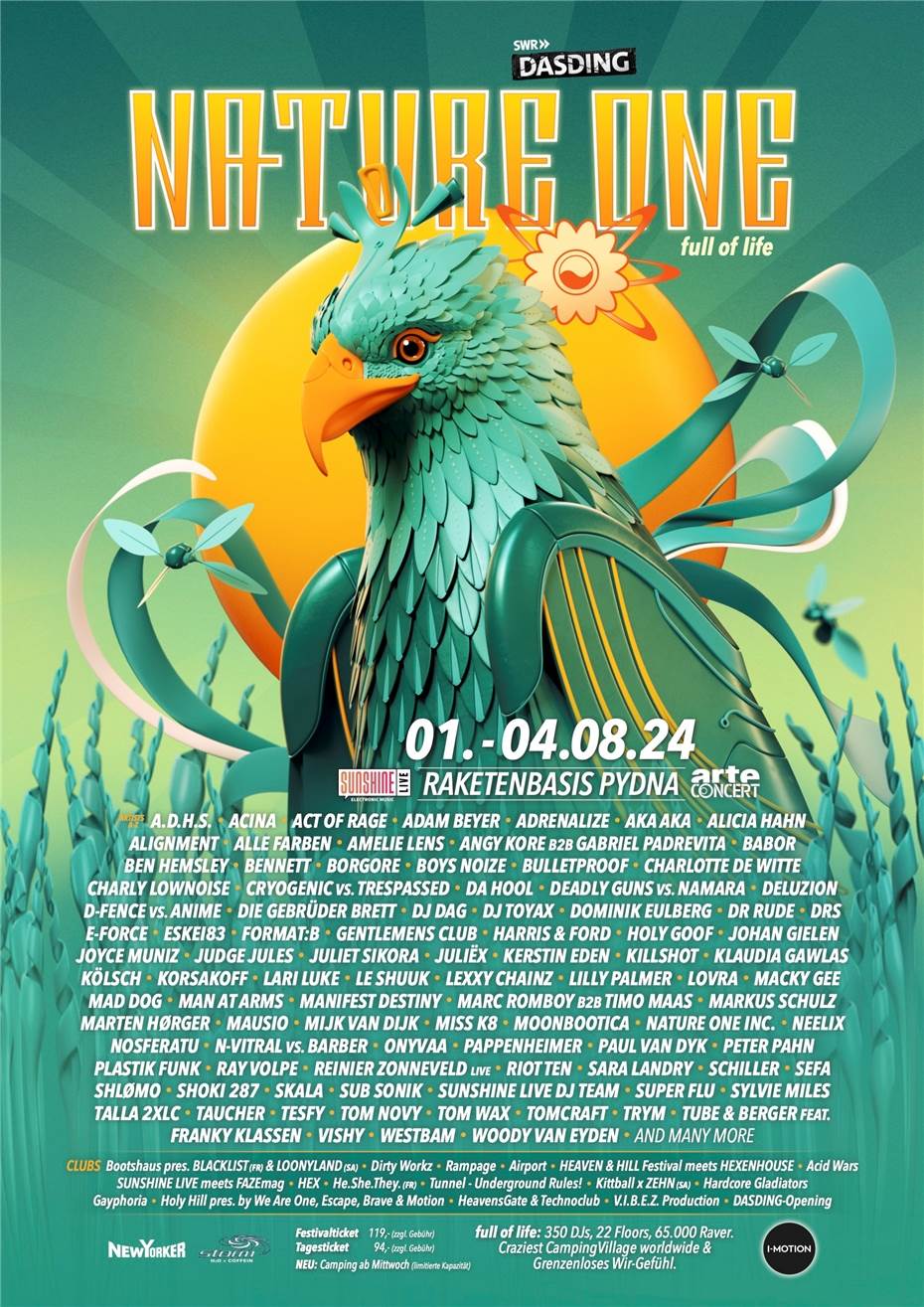 NATURE ONE 2024 präsentiert das komplette LineUp